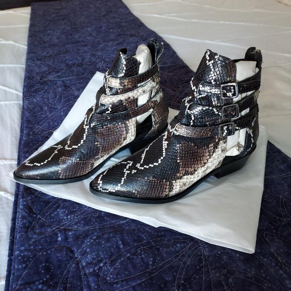 NWOB All Saints Naomi bootie, brown/black/white snake, 38 - Picture 2 of 6
